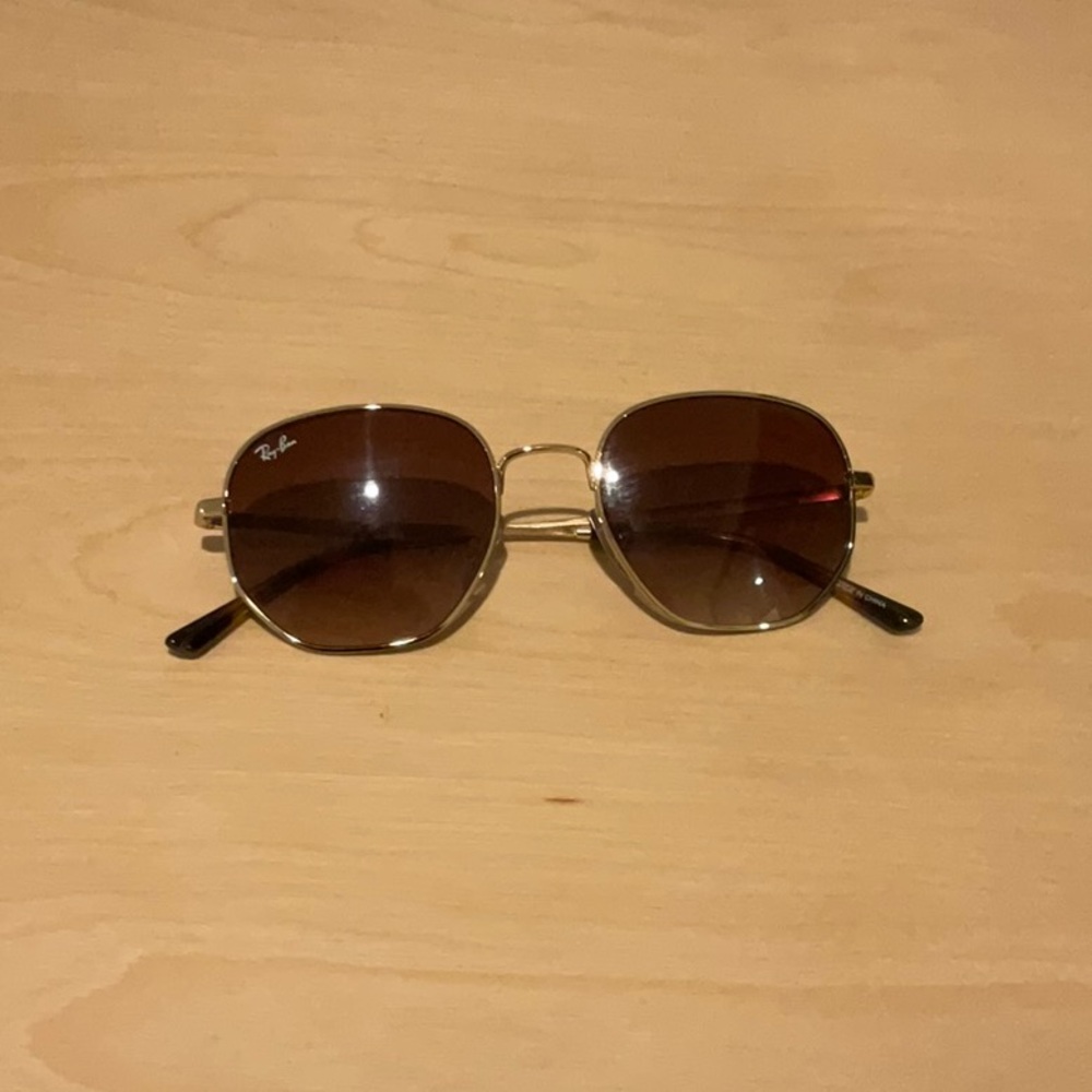 Ray-Ban Sunglasses - Hexagonal Flat Lenses with Gold Frame, Brown Lenses